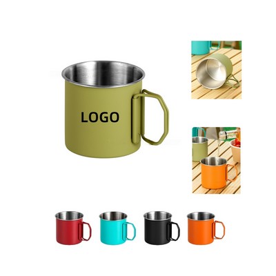13 oz Outdoor Foldable Handle Stainless Steel Cups